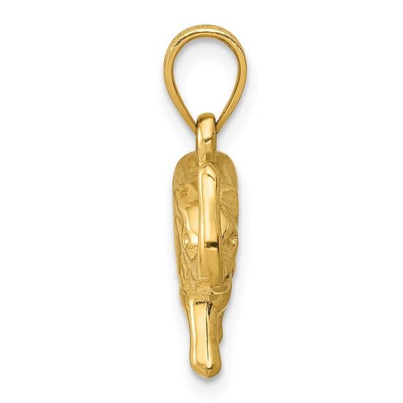 14k Yellow Gold 3D Polished Elephant Pendant - Picture 2 of 6